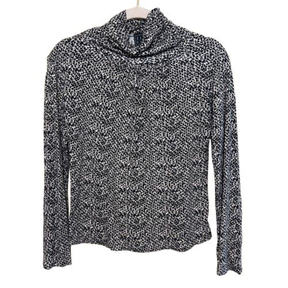 Due Per Due Cowl Neck Top Womens Medium Animal Print Jersey Knit Career Basic